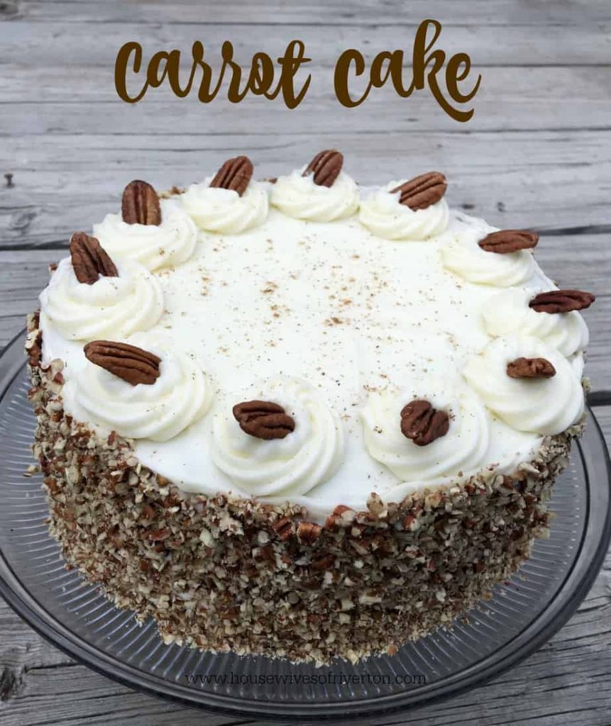 Brighten up your Spring with this delicious Carrot Cake!  It's perfect for your Easter dessert! | www.housewivesofriverton.com