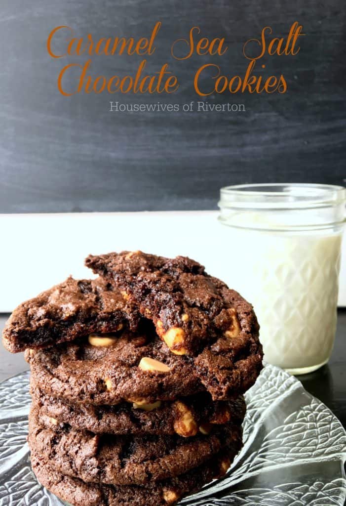 Caramel Sea Salt Chip Chocolate Cookies are exactly what you are looking for if you need chocolatey goodness with a touch of salty! | www.housewivesofriverton.com