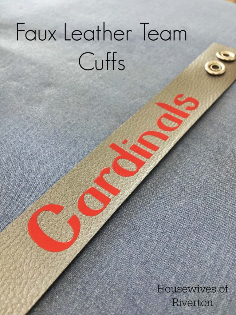 Make these cute, faux leather cuffs for your favorite team! They're easy to do using your Cricut and Design Space! | www.housewivesofriverton.com