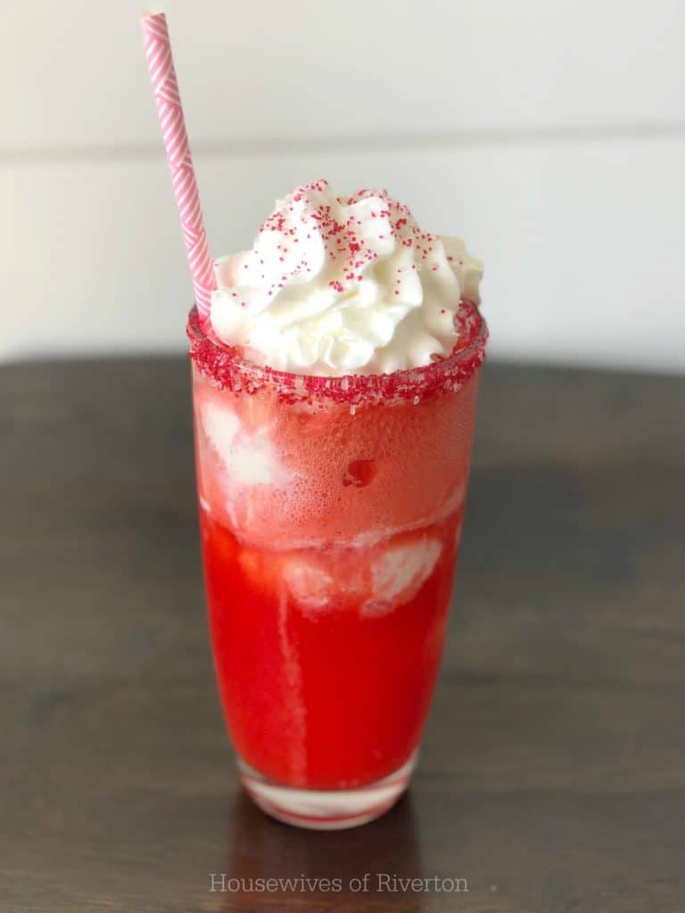 Our Valentine Soda Float is a perfect treat for a Valentine party or to have ready for your kids after school! | www.housewivesofriverton.com