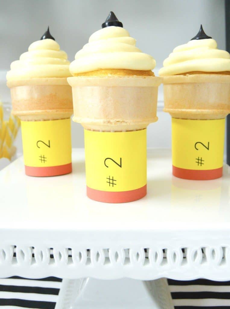Pencil Ice Cream Cone Cupcakes |10 Back to School After School Treats | www.housewivesofriverton.com