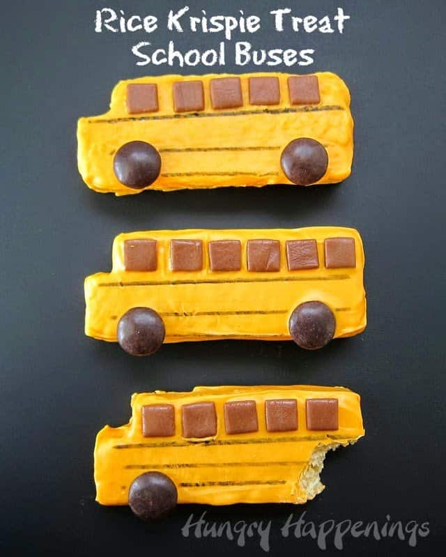 Rice Krispie Treat School Buses |10 Back to School After School Treats | www.housewivesofriverton.com