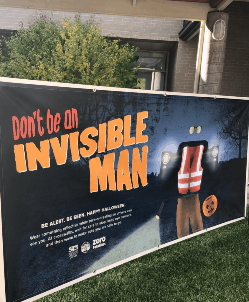 Zero Fatalities Invisible Man poster Halloween Safety Tips | www.housewivesofriverton.com